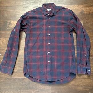 Steven Alan Navy and Burgundy Plaid Shirt